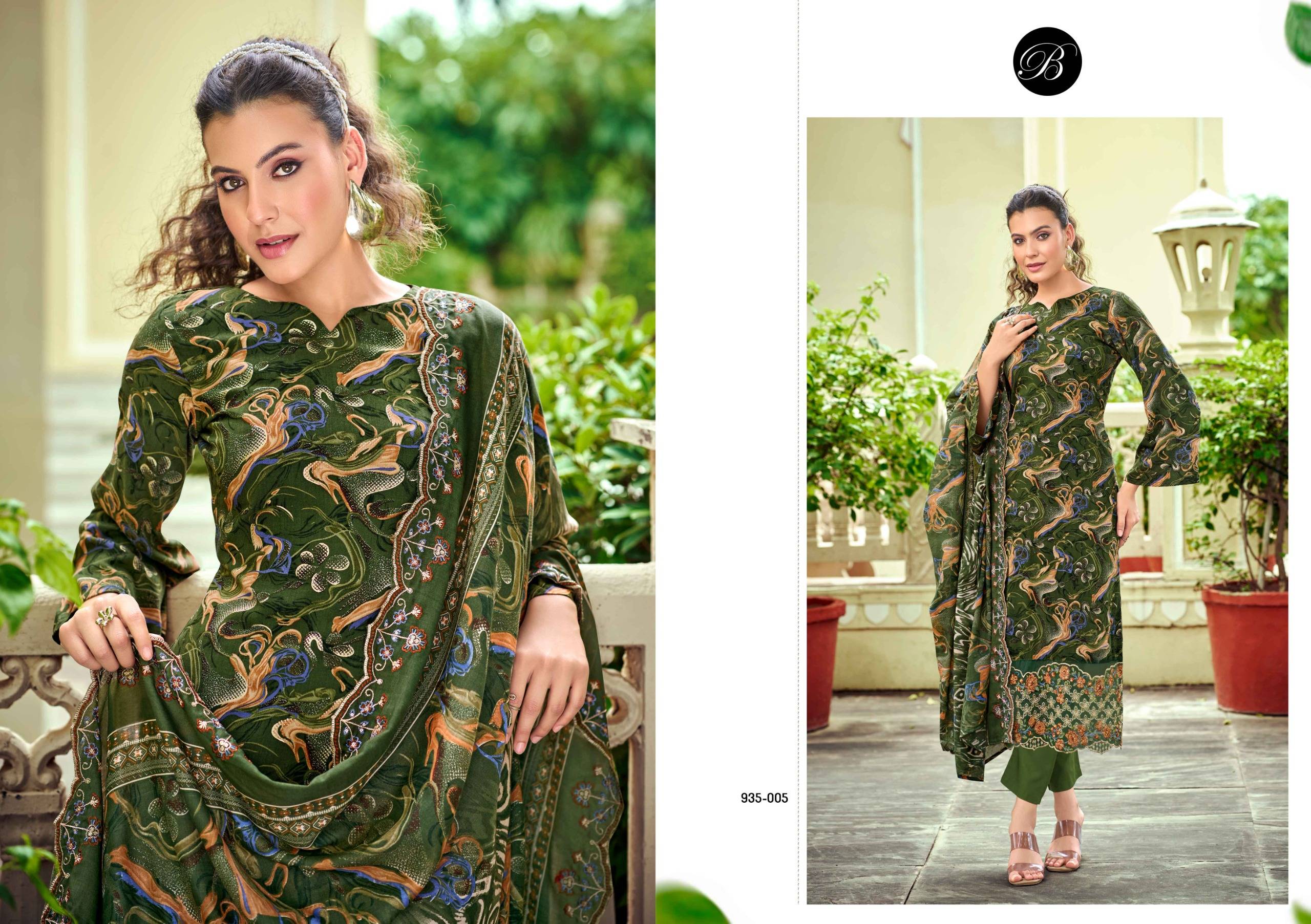 SANJEEDA By Belliza 935-001 To 935-006 Series Designer Suits pure viscose  Dresses At Wholesale Price